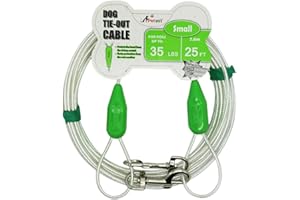 Petest 25ft Reflective Tie-Out Cable for Small Dogs Up to 35 Pounds