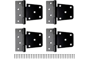 Yaegoo 3.5 Inch Door Hinges, Heavy Duty Square Shed Door Hinges Gate Hinges T Hinges Barn Gates Hinges Black Finish with Scre