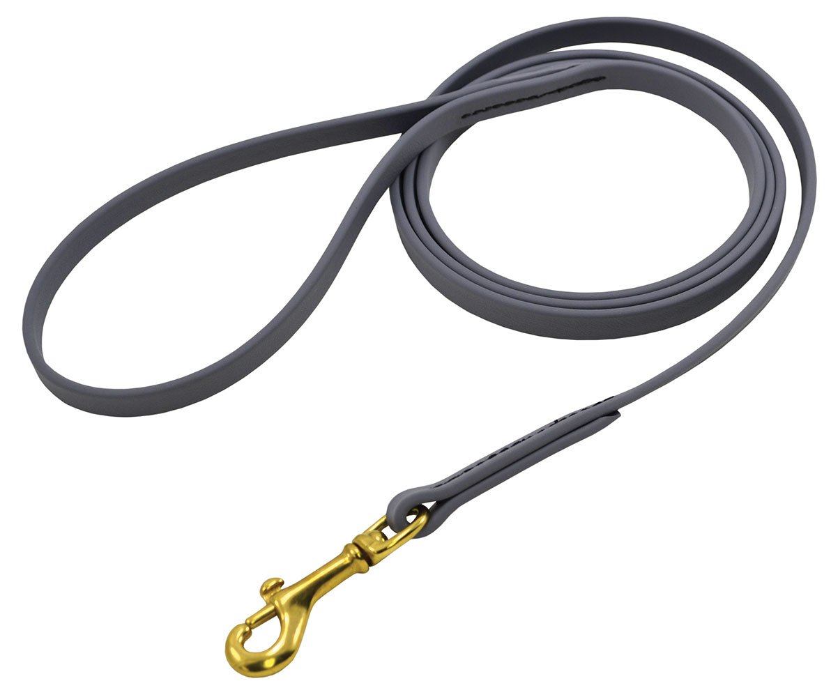 J&J Dog Supplies Biothane Dog Leash, 1/2" Wide by 6' Long, Gray