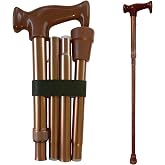 DMI Adjustable Folding Cane with Ergonomic Handle, Lightweight, Sturdy and Support up to 250 pounds, Great for Travel, Walking Stick, Bronze