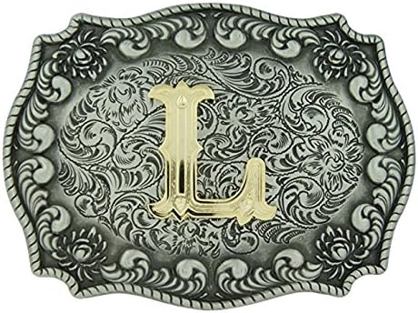 Western Style Belt Buckle Initial Gold Letters (L)
