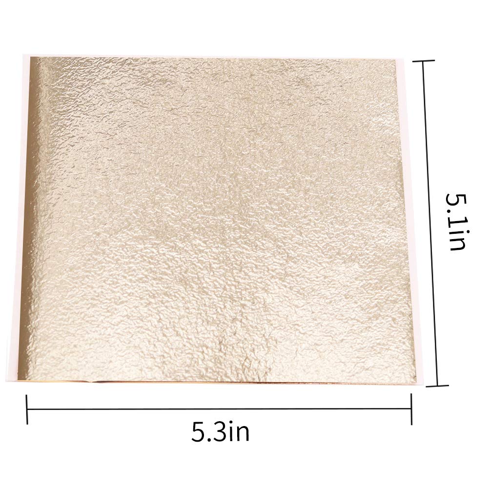 Imitation Gold Foil Sheets - KINNO Antique Gold Leaf Paper for Arts Decoration, Gilding, Nails, Handcrafts, Picture Frames, Sculpture, Furniture, and Wall, Paintings, 100 Sheets 5.1 by 5.3 Inches