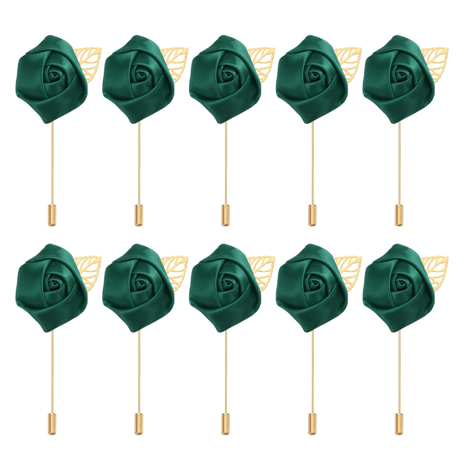 PATIKIL Rose Boutonnieres, 24 Pack Dark Green Lapel Pins for Men Wedding Ceremony Party Prom
