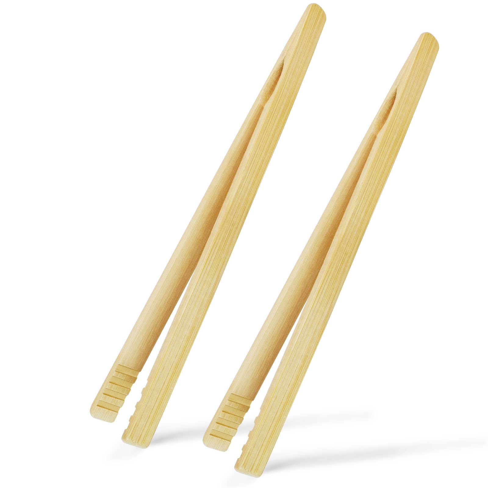 Photo 1 of 2 Pieces Natural Bamboo Toast Tongs, bamboo tongs,10.2 Inches Long Tongs with Anti-slip Design,for Toaster,Fruits, Bread & Pickles, Kitchen Utensil, Salad, Pasta, Grilling, BBQ