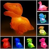 Aildysee Dinosaur Bath Toys 8 Packs Light Up Floating Rubber Toys for Baby Children Toddlers,Pool Water Bathtub Shower Toys f