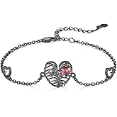 Cuoka Heart Skeleton Rib Cage Bracelet for Women 925 Sterling Silver Butterfly Skull Rib Bracelet Gothic Bracelets Skull Jewelry Gifts for Women on Birthday Mother's Day Anniversary Christmas