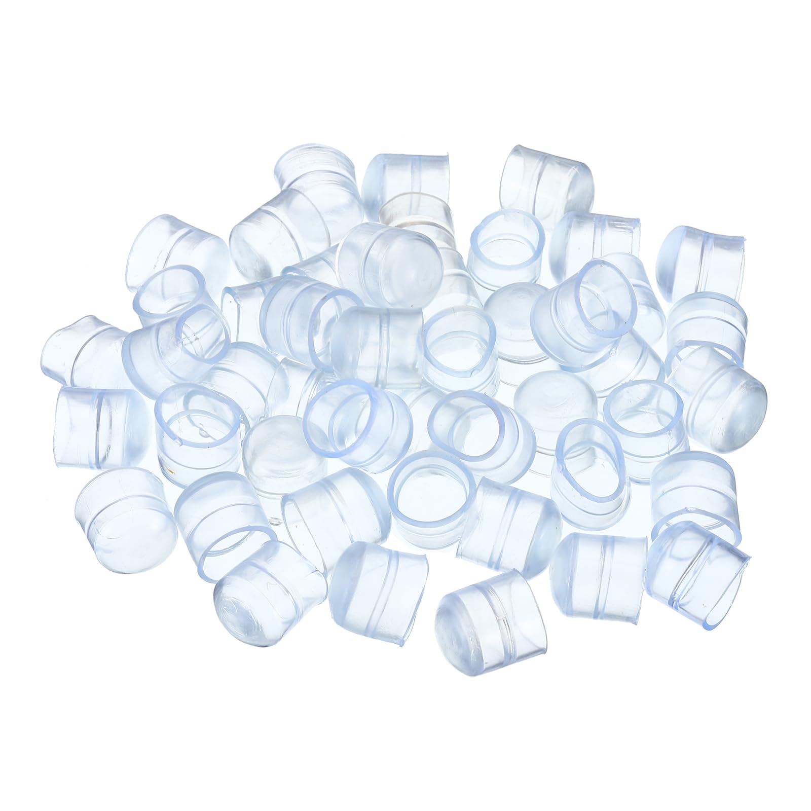 PATIKIL PVC End Caps, 50 Pack 12.7mm IDx14.5mm OD Bottom Round Bolt Cover Feet Caps Protector for Sink Rack Furniture Screw Tube Rod Hook Thread, Clear