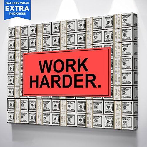 IKONICK Design Art Work Harder Canvas Artwork Canvas Print for Wall Art Ready to Hang for Living Room Bedroom Office Decor Single Piece - 30" x 40", 0.75" Depth