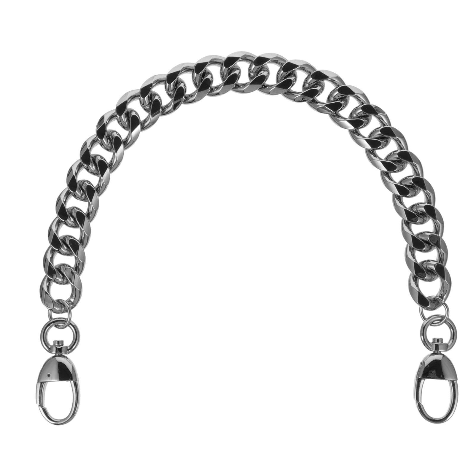 PRETYZOOM Silver Flat Chain Strap Replacement Purse Chain with Buckles 19MM Handbag Tote for DIY Wallet Shoulder Cross Body Bag Accessories