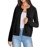 LYANER Women's Striped Cardigan Crew Neck Button Down Open Front Long Sleeve Knit Cardigans Sweater
