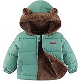 MTXXTZ Toddler Winter Puffer Coat Fleece Padded Jackets Hooded Bear Ears Outwear Clothing for Kids Boys Girls 1-6 Years