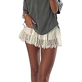 Women Lace Mini Skirt Ruffle Pleated Half Slip Y2k Flowy Coquette Layered Ruffled Micro Skirts with Lined Shorts