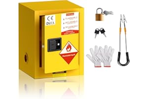 RQR Flammable Cabinet 23" x 18" x 18", Thicken Double-Layer Cold-Rolled Steel Flammable Liquid Storage Cabinet, Adjustable Shelf Flammable Storage Cabinet for Home Commercial and Industrial, Yellow