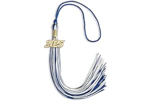 Endea Graduation Mixed Double Color Tassel with Gold Date Drop (Royal Blue/White, 2025)