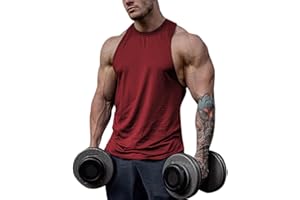 ESOBO Men's Cotton Workout Tank Tops Dry Fit Gym Bodybuilding Training Fitness Sleeveless Muscle T Shirts