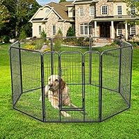 neotheroad 40-Inch 8 Panel Black Portable Pet Playpen Large Dog Puppy Pen Cage Kennel Crate Metal Enclosure Fence, Outdoor Indoor