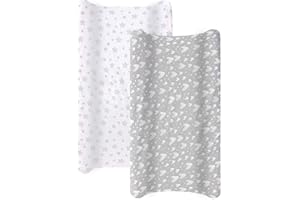Biloban Changing Pad Cover, 100% Cotton Jersey Knit Soft Changing Pad Cover, Changing Pad Covers 2 pack for Girls Boys, Grey 