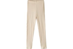 Noomelfish Girls Basic Ribbed Leggings Kids Cotton Kint Footless Full Length Tights Pants (2-14 Years)