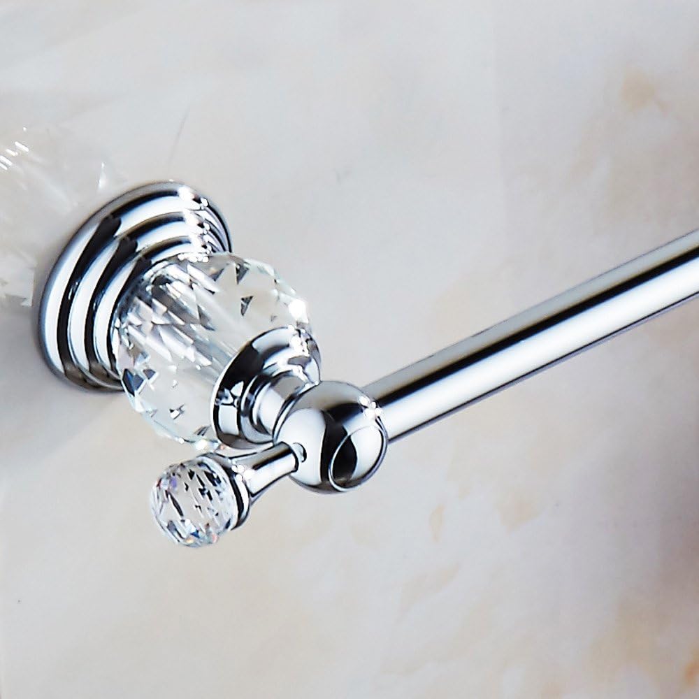 BATHSIR Polished Chrome Alloy 24Inch Length Towel Bar,Silver Crystal