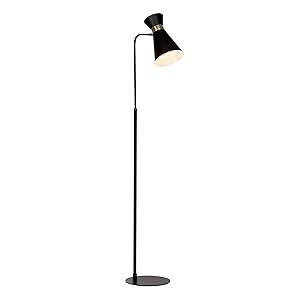 Lampada da terra, 1 luce, 1 x E27 max. 28 W, metallo, nero opaco/oro