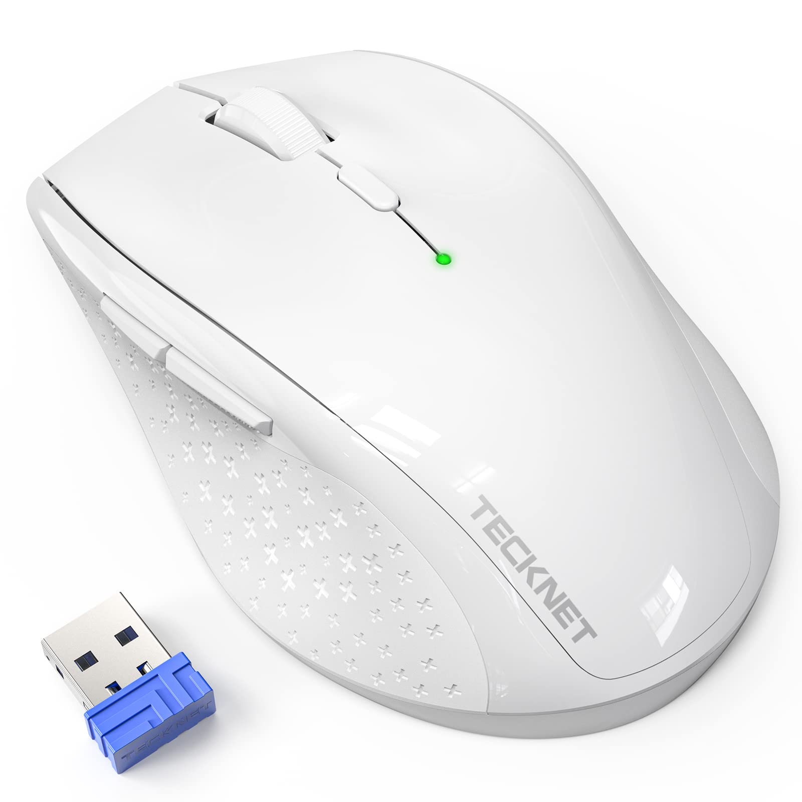 Mouse Wireless TECKNET 4800 DPI Con Ricevitore USB – Batteria 30 Mesi, Ottico, 6 Pulsanti, Per PC E Portatile, Colore Blu