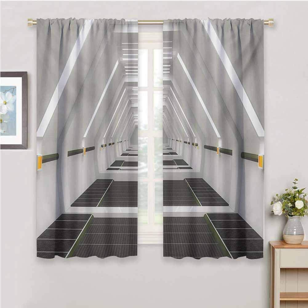 DIMICA All Season Insulation Outer Space Surreal Scene of Spaceflight New Horizons Theme Science Fiction Photo Print Bedroom Curtains Decor W54 x L39 Inch Army Green Pale Grey