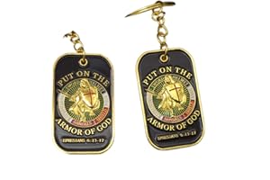 JOKIMU Put on The Full Armor of God Challenge Coin Ephesians 6:13-17 Dog Tag Jewelry