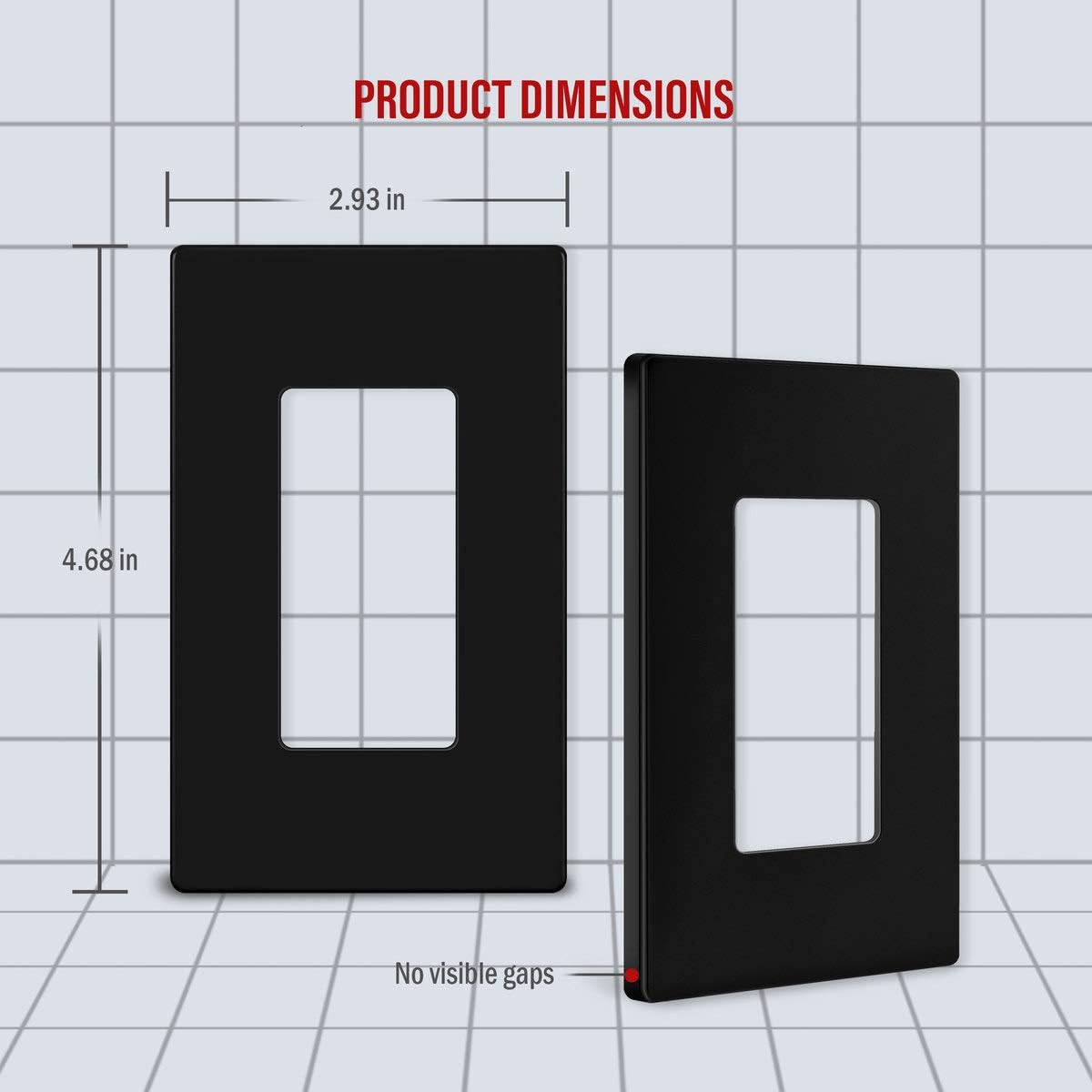 ENERLITES Screwless Decorator Wall Plate Child Safe Outlet Cover, Size 1-Gang 4.68" H x 2.93" L, Unbreakable Polycarbonate Thermoplastic, SI8831-BK-10PCS, Black (10 Pack) - - 