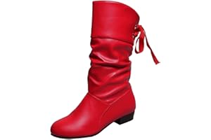 ZBYY Boots for Women Wide Calf,Fashion Low Heel Classic Winter Boots Slouch Mid-Calf Ankle Boots