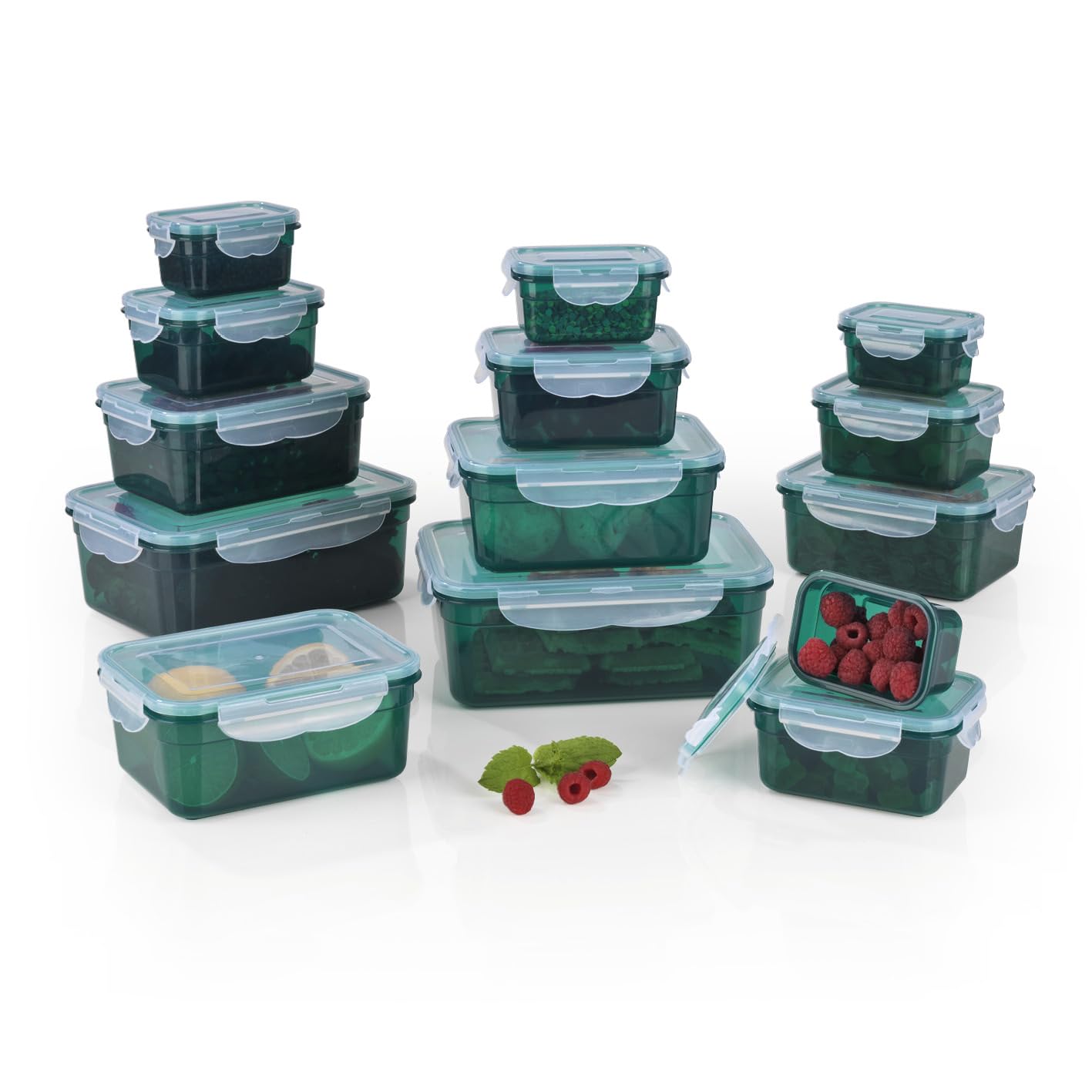 GOURMETmaxx Set of 14 Food containers BPA incl. lid | 4-fold Click Closure and Silicone Seal | Perfect Aroma Preservation of Food