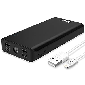 BONAI Portable Charger 30000mAh, (Huge Capacity)(Flashlight)(Outdoor) 5.6A Output External Battery Pack, 4A Input High-Speed Charging Technology, Power Bank Compatible with iPhone iPad Samsung-Black