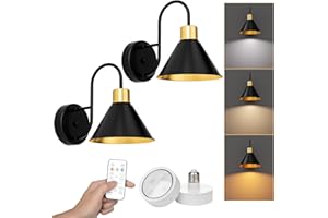 FRIDEKO HOME Frideko Black Battery Operated Wall Sconces Set of Two with Remote, 3 Color Dimmable Wireless Wall Light, Indoor Battery Powered Wall Lamp with Timer, Vintage Sconces Wall Lighting for Living Room