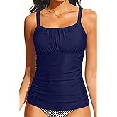 Tummy Control Tankini Swim Tops - Women Ruched Swimsuit Bathing Suit Top Only Modest Slimming Swimwear 2025