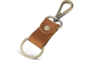 Jack&Chris Genuine Leather Keychain, Small Keychain for Man and Women, Key Holder Mens Belt Key Chain Ring, JC307