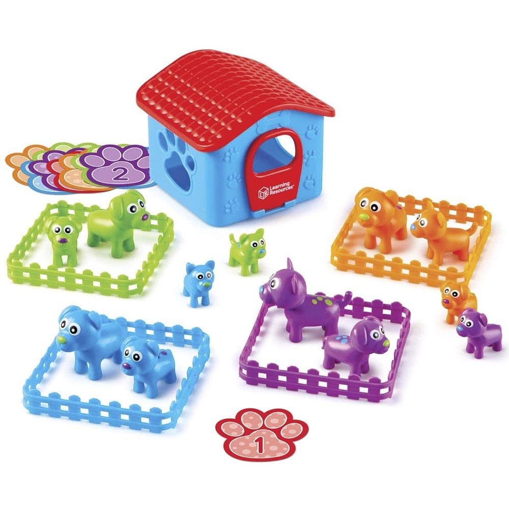 Learning Resources Sort-'Em-Up Pups, Preschool Sorting Set, Sort by Height, Weight, Colour, Number & Ear Pattern, Ages 3+