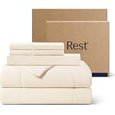 REST&reg; Evercool&reg;+ Cooling Comforter Set for Hot Sleepers, 4PC, Queen | 1 Comforter + 1 Fitted Sheet + 2 IONIC+ Silver Pillowcases, Cool-to-Touch for Night Sweats, Deep Pocket, Wrinkle-Free