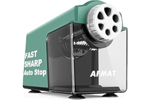 AFMAT PSX4 Electric Pencil Sharpener for 6-11mm Pencils, 6 Holes, Heavy Duty Pencil Sharpener for Classroom, Auto Stop Pencil Sharpeners Plug in, 10,000+ Sharpenings, Save Colored Pencils, Green