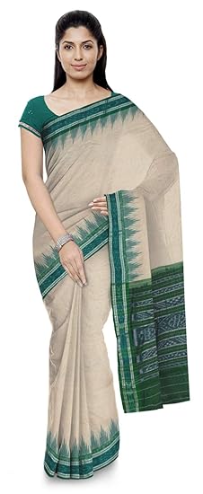 Odisha Handloom Womens Ikat Cotton & Art Silk Saree (o 26_Off White)