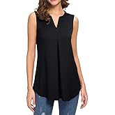 Neineiwu Women's Summer Sleeveless V Neck Casual Tank Tops Blouse Shirts