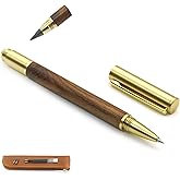 YEEMO Luxury Wood and Brass Rollerball Pen Set – 2-in-1 Fancy Pen with Pencil, Includes 2 Spare Refills & Pen Pouch, Signature Pen for Business, Office & Gift (Huali Wood)