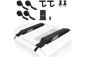 LASUK Universal Car Roof Rack, Soft Roof Rack Pads, Kayak with Tie Down Strap for Surfboard, SUP, Canoe, PP Rope, Quick Loop Strap and Storage Bag