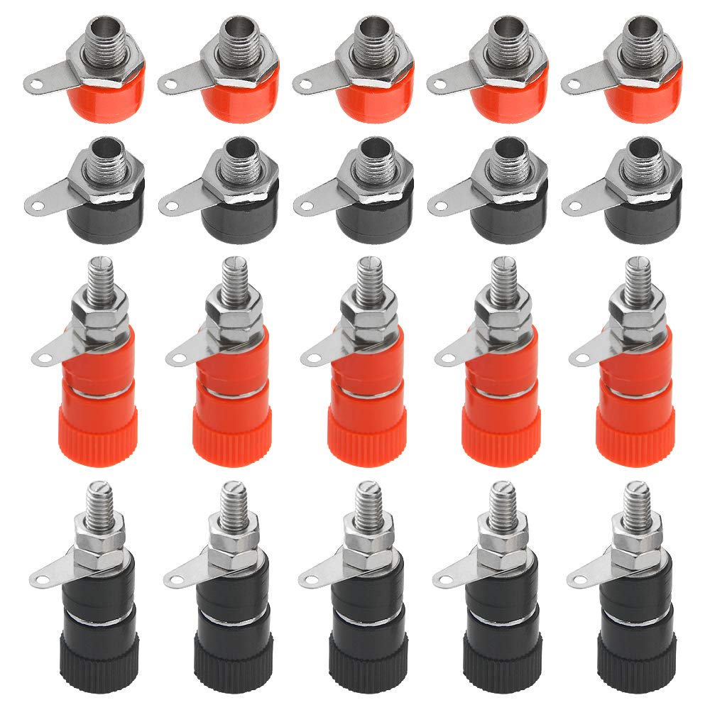 WMYCONGCONG 40 PCS 4mm Banana Plug Socket Binding Post Terminals + 4mm Banana Female Socket Jack Mount Connectors for Banana Plugs Amplifier Terminal