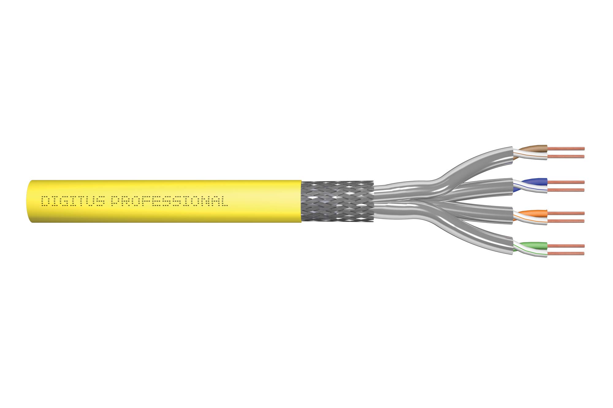 DIGITUS 100 m Cat 7A Network Cable - S-FTP (PiMF) Simplex - BauPVO Dca - LSZH Halogen Free - 1500 MHz Copper AWG 22/1 - PoE++ Compatible - LAN Cable Installation Cable Ethernet Cable - Yellow