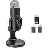ZealSound Wireless Microphone,USB Mic for iPhone PC iPad Android Phone-Cordless Condenser Desktop Microphones with Mute Echo 