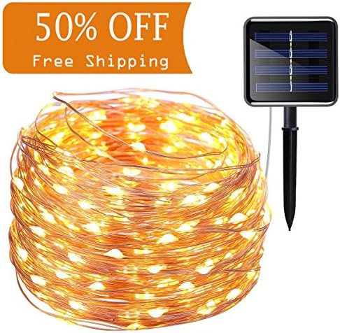 Solar Powered String Lights, 66ft 200 LED Copper Wire Lights,Indoor/ Outdoor Waterproof Fairy String Lights for Garden, Home, Wedding, Holiday, Christmas Party, Xmas Tree decoration.(Warm,White)