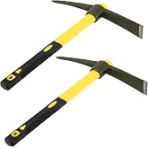 MUKCHAP 2 PCS 15 Inch Pick Mattock Hoe, Mattock Hoe with Yellow Fiberglass Handle for Garden, Cultivating and Prospecting
