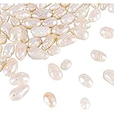 Beadthoven 60Pcs Natural Cultured Freshwater Pearl Beads 3-5mm Irregular Baroque Pearls Creamy White Oval Keshi Pearl Loose Beads Spacers for Jewelry Making Necklace DIY Crafts Supplies Hole: 0.5mm