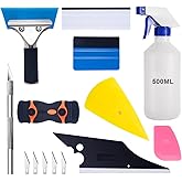 Luxiv Car Window Tint Application Tool Kit, 9P Glass Film Installing Tool | Tools for Car Window Glass Film Install. Spray Bottle, Squeegees for Flat/Curved glass, Knife and Blade for Cutting/Removal