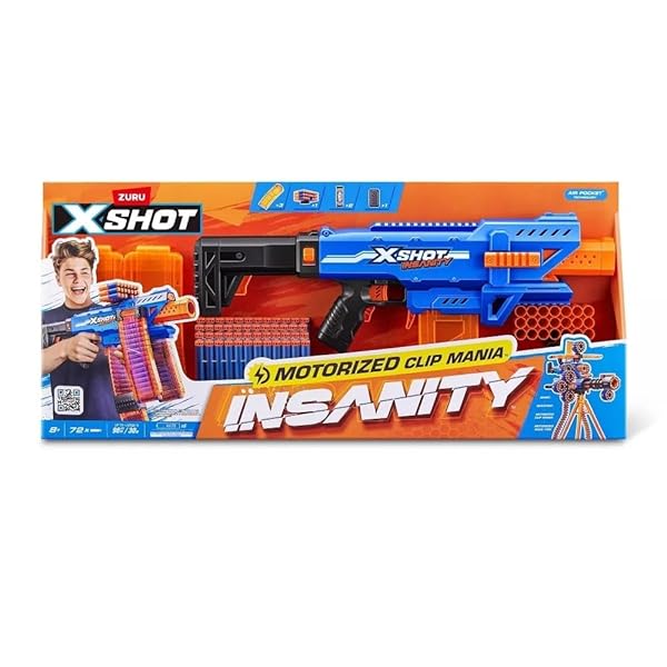ZURU XSHOT INSANITY MOTORISED CLIP BLASTER & 72...