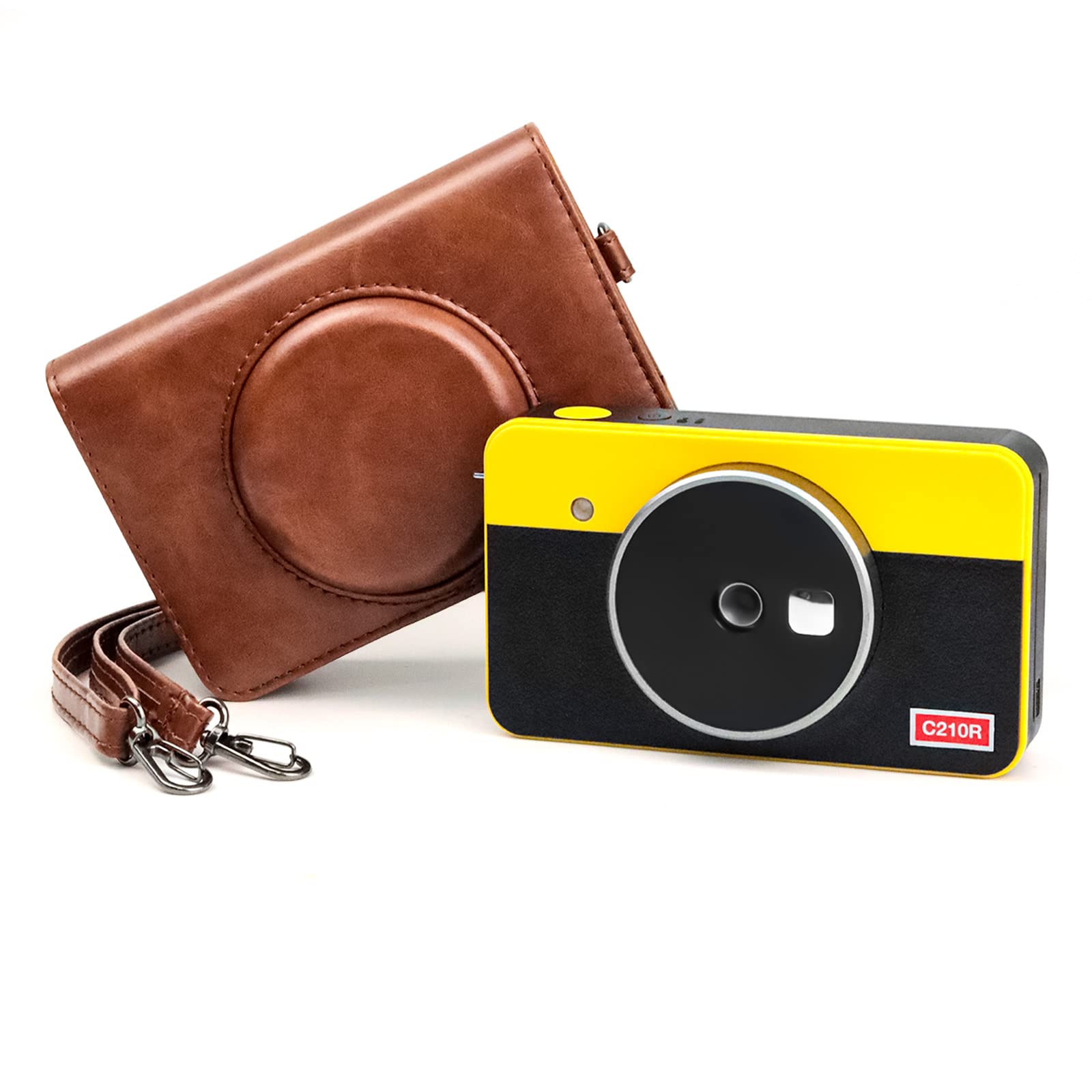 Rieibi Mini Shot 2 Retro Case, PU Leather Protective Case for Previous Version Kodak C210R Mini Shot 2 Retro 2-in-1 Camera/Portable Instant Printer with Shoulder Strap (Camera not Included)